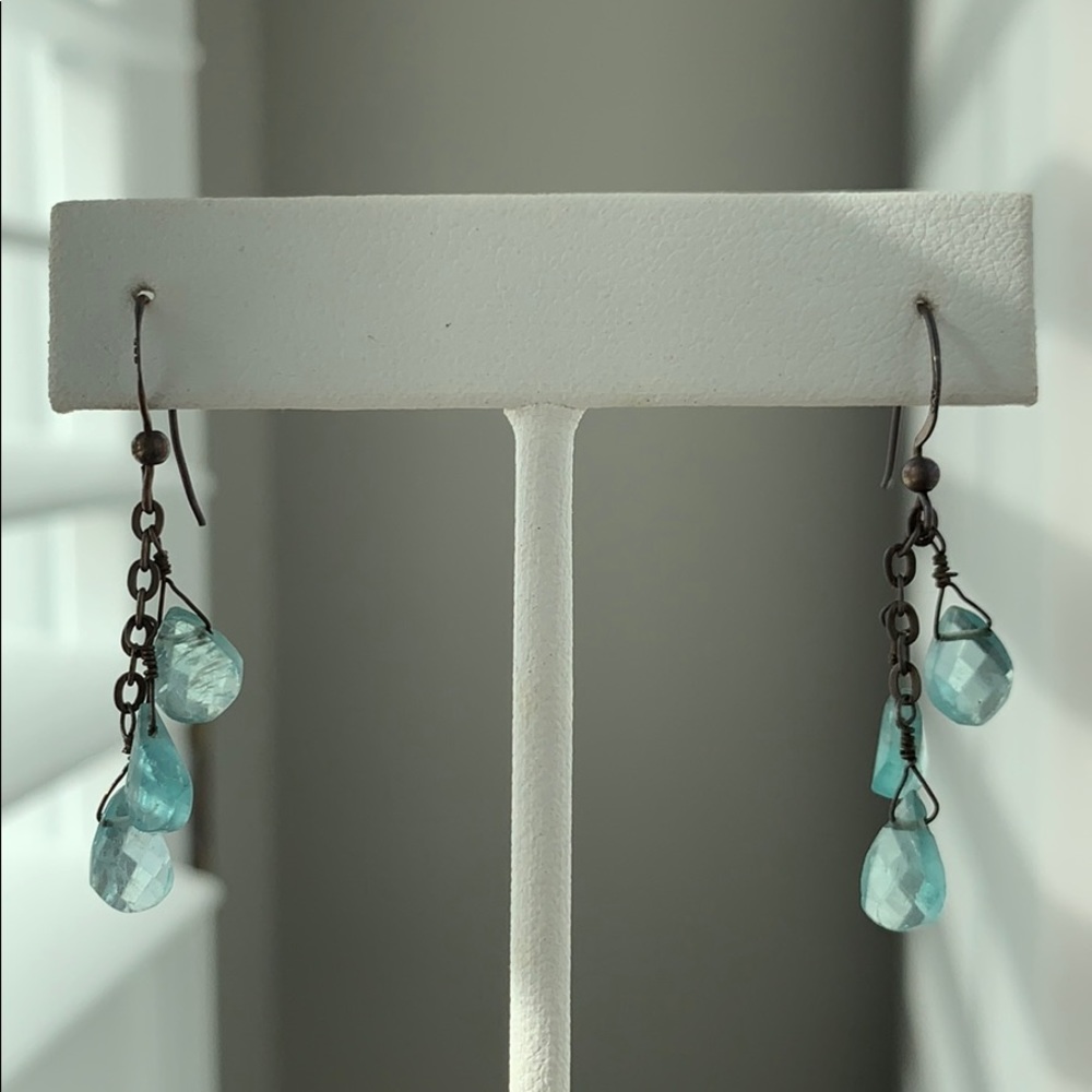 Blue Apatite Teardrop Earrings Sterling Silver